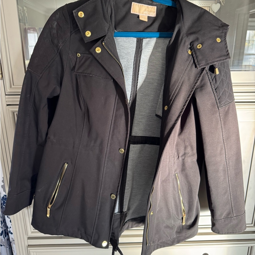 Michael Kors Black Utility Jacket with Gold Details